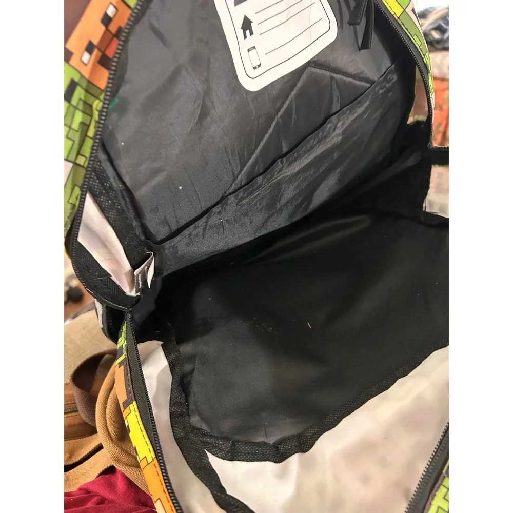 Minecraft Creeper Backpack‎ Kids Black Green Graphic School Bag